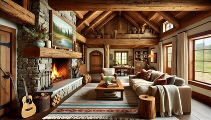Rustic Charm with Cozy Stone Fireplace