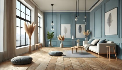 Sleek Contemporary Living Room with Blue Accents