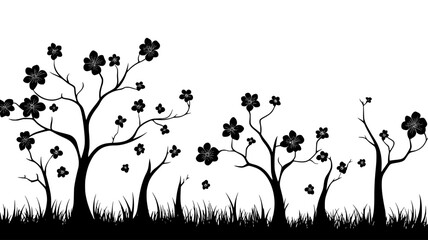 Hellebores blooming in late winter under deciduous trees, Plant Digital Art