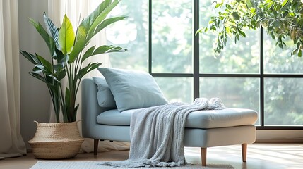 Beautiful Modern Living room Interior with furniture's ,mockup frame , posters, wall -3d Rendering