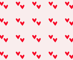 Background with hearts. Seamless pattern with red hearts. Valentine, a symbol of love and romance for Valentine's Day and weddings. Bright print for packaging and fabric.