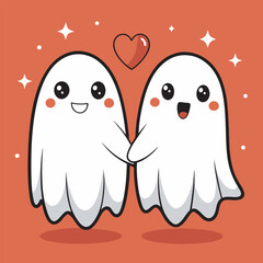 Valentine day happy ghost couple with love