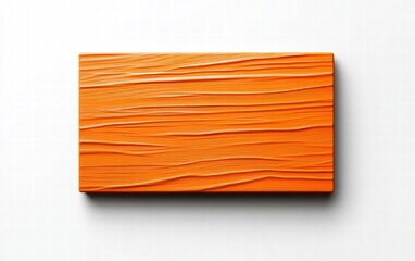 A rectangular sign in bold orange with a brushed texture and a modern look on a bright white background