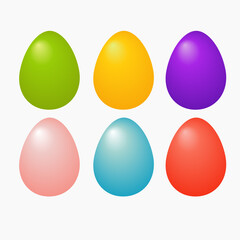 isolated easter eggs of different colors