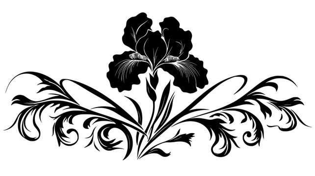 Single bearded iris bloom placed in a decorative floral arrangement, Plant Digital Art