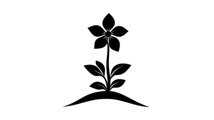 A small, star-shaped flower growing low to the ground with several pointed petals, Plant Digital Art