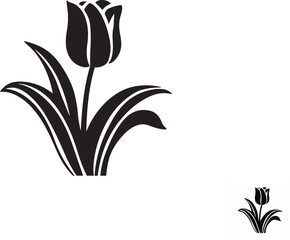 flower silhouette vector white background