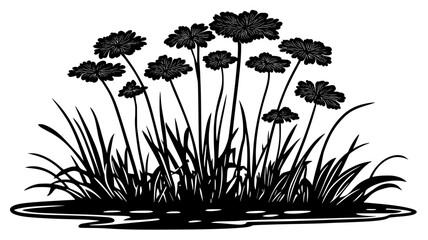 Obraz premium Tall plant with multiple flowers growing along the edge of a marsh, Plant Digital Art