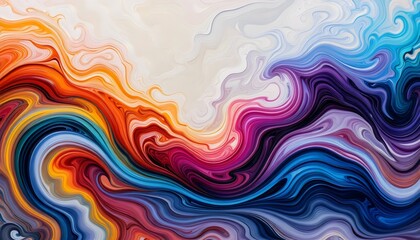 Obraz premium Abstract marbled acrylic paint ink painted waves painting texture colorful background banner - Bold colors, rainbow color swirls wave