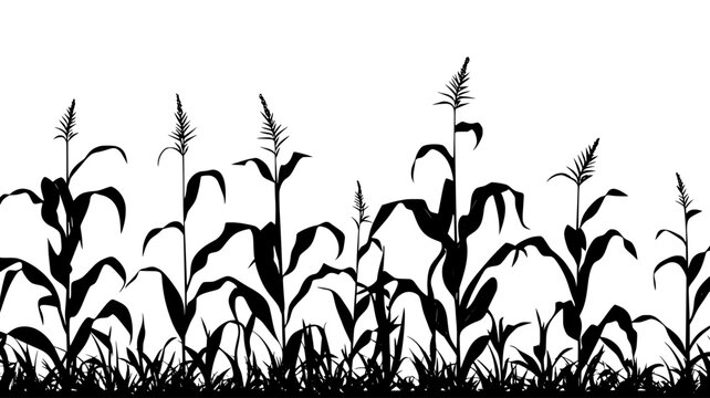 Witchweed infesting a field of corn plants, Plant Digital Art