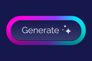 Ai generate button. 3d buttons bar neumorphic ux ui interface design, artificial intelligence sign logotype future technology command prompt online application vector illustration