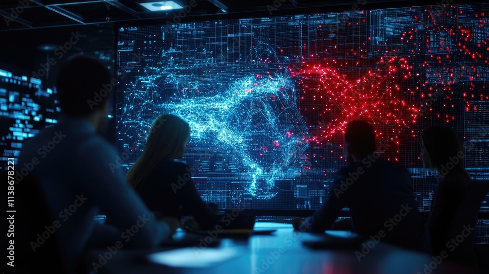 Poster data visualization in control room with real-time analytics display