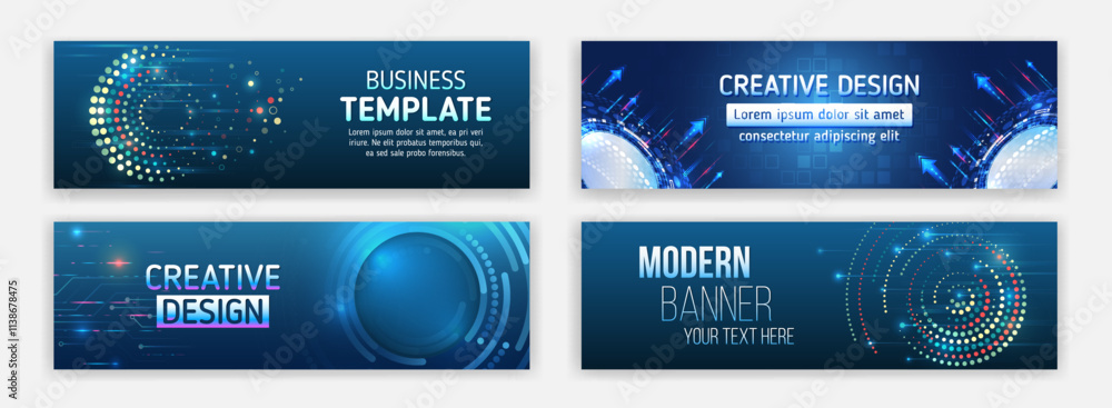 Leinwandbilder data protection, internet communication, science, big data, cover design set. sci-fi vector sample c