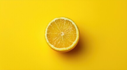 Half of a lemon on a yellow surface