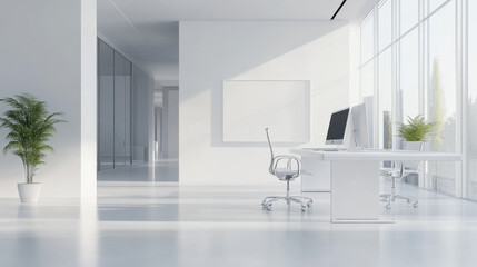 Fototapeta premium A seamless blend of minimalist elegance and calming hues, designed to create a serene and visually captivating atmosphere, perfect for enhancing focus and sophistication in any workspace.