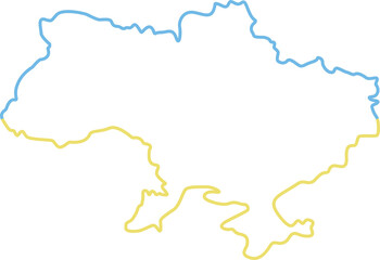 Borders of Ukraine with national colors on a transparent background. illustration of Ukrainian map isolated on white background for your design	. png