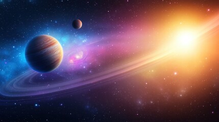 Cosmic Wonders: A Beautiful Display of Celestial Bodies and Colorful Nebulae