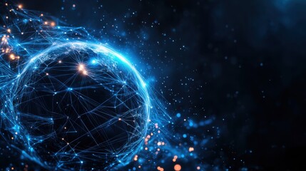 Stunning Abstract Digital Representation of a Globe Surrounded by Glowing Particles and Network Connections