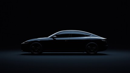 Sleek and Modern Silhouette of a Luxurious Electric Vehicle at Night