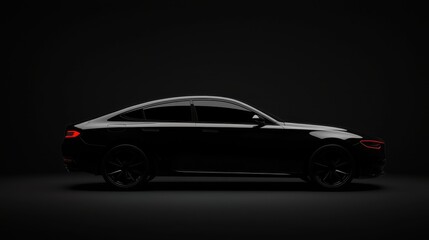 Sleek Black Sedan Silhouette Against a Dark Background