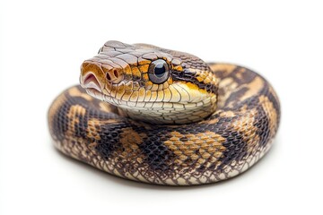 Fototapeta premium Close-up of a coiled snake, intricate scales.