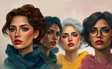 Fototapeta premium Group of stylish women with confident expressions.