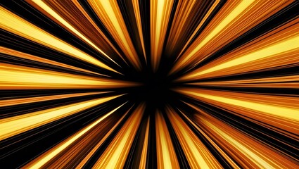 Fototapeta premium Abstract bright yellow and orange radial rays burst on black background