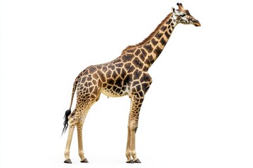 Fototapeta premium Giraffe standing against a white background.