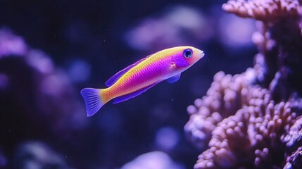 Obraz premium Vibrant fish swims in reef.
