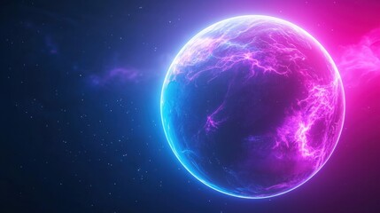 Fototapeta premium A Vibrant Cosmic Sphere Surrounded by Ethereal Nebulae and Stars