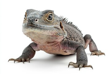 Obraz premium Close-up of a lizard, showcasing its intricate scales and intense gaze.