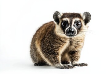Obraz premium Adorable Coati Posing on White Background