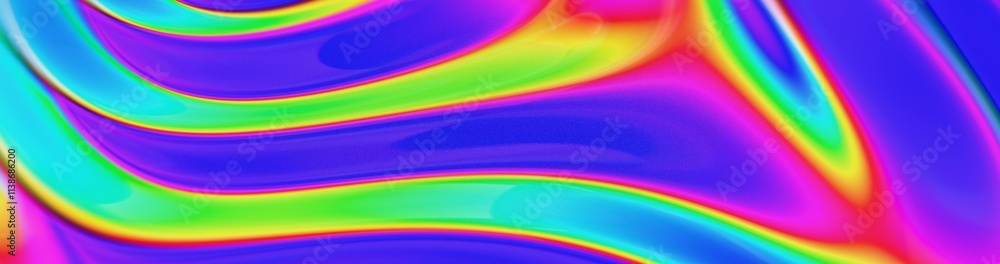 Poster colorful iridescent waves with smooth gradient flow