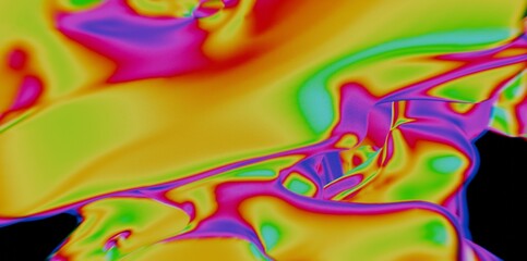 Obraz premium Vibrant Abstract Fluid Shapes with Neon Colors on Black Background