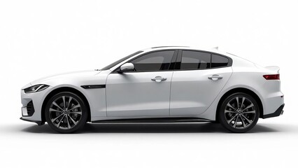 Obraz premium New silver white car isolated on a white background with a shadow detail