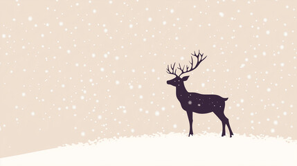A minimalist reindeer silhouette with snow and a warm New Year message, vector illustration for background, greeting card, copy space
