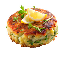 organic homemade crab cake on transparent background