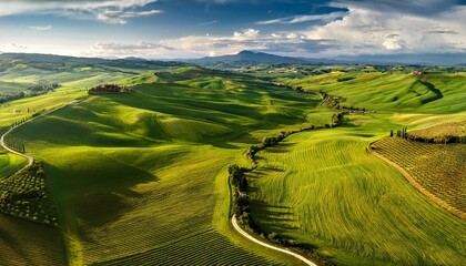 Fototapeta premium aerial view of val d orcia and crete senesi asciano siena italy