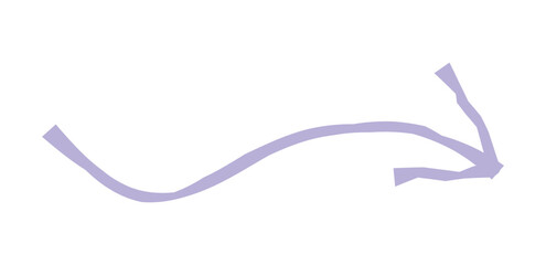 Hand drawn simple arrow drawn with wax crayon, chalk or charcoal. Uneven dry texture for underlining highlighting. Pencil drawn lines, strikethrough, grungy vector isolated on white