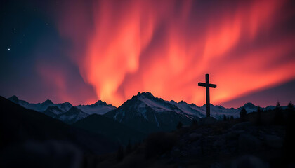 cross at sunset