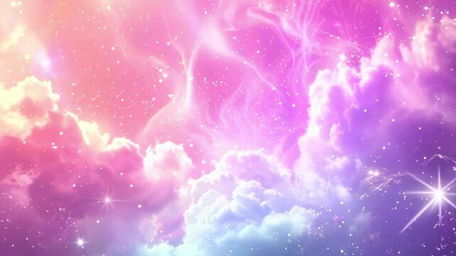 Dreamy cosmic sky with vibrant colors and moving stars