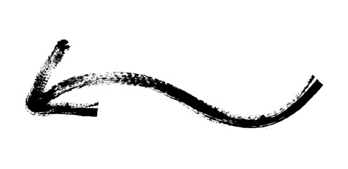 Hand drawn simple arrow drawn with wax crayon, chalk or charcoal. Uneven dry texture for underlining highlighting. Pencil drawn lines, strikethrough, grungy vector isolated on white