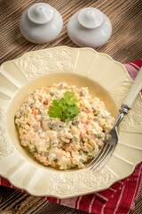 Traditional Russian vegetable salad.
