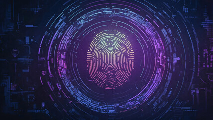Vibrant digital fingerprint design showcasing intricate technological patterns and colors in deep space