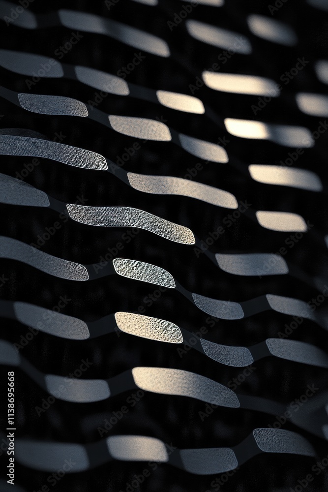 Poster abstract close-up of textured metal with wavy patterns reflecting soft light.