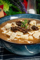 Mushroom soup with noodles