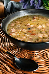 Sour soup in bowl.