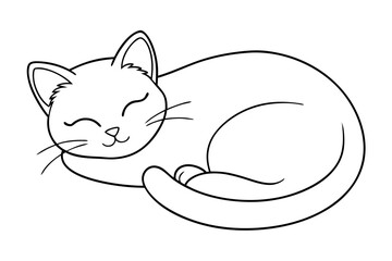 Peaceful Sleeping Cat Elegant Vector Illustration