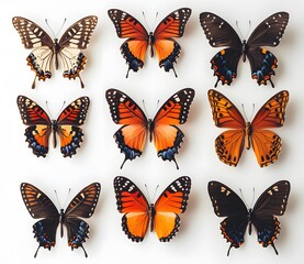 Fototapeta premium Diverse butterfly collection displaying vibrant patterns and colors