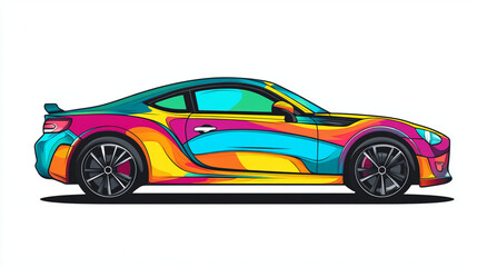 Сoloring for kids. sports, cool car.